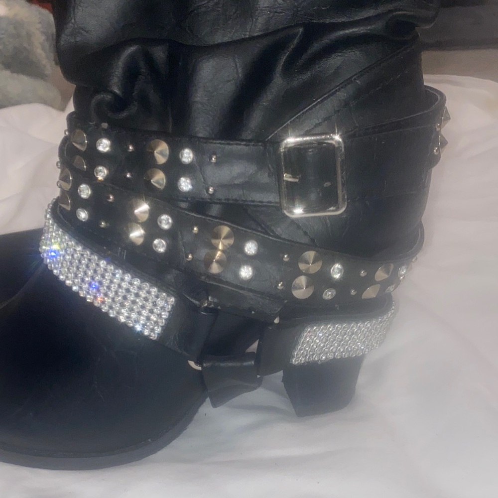 Black Studded Women's Boots - Picture 4 of 4